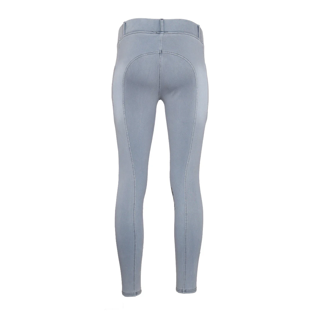 Equine Couture Ladies Denim Silicon Knee Patch Tights with Phone Pocket - Image 22