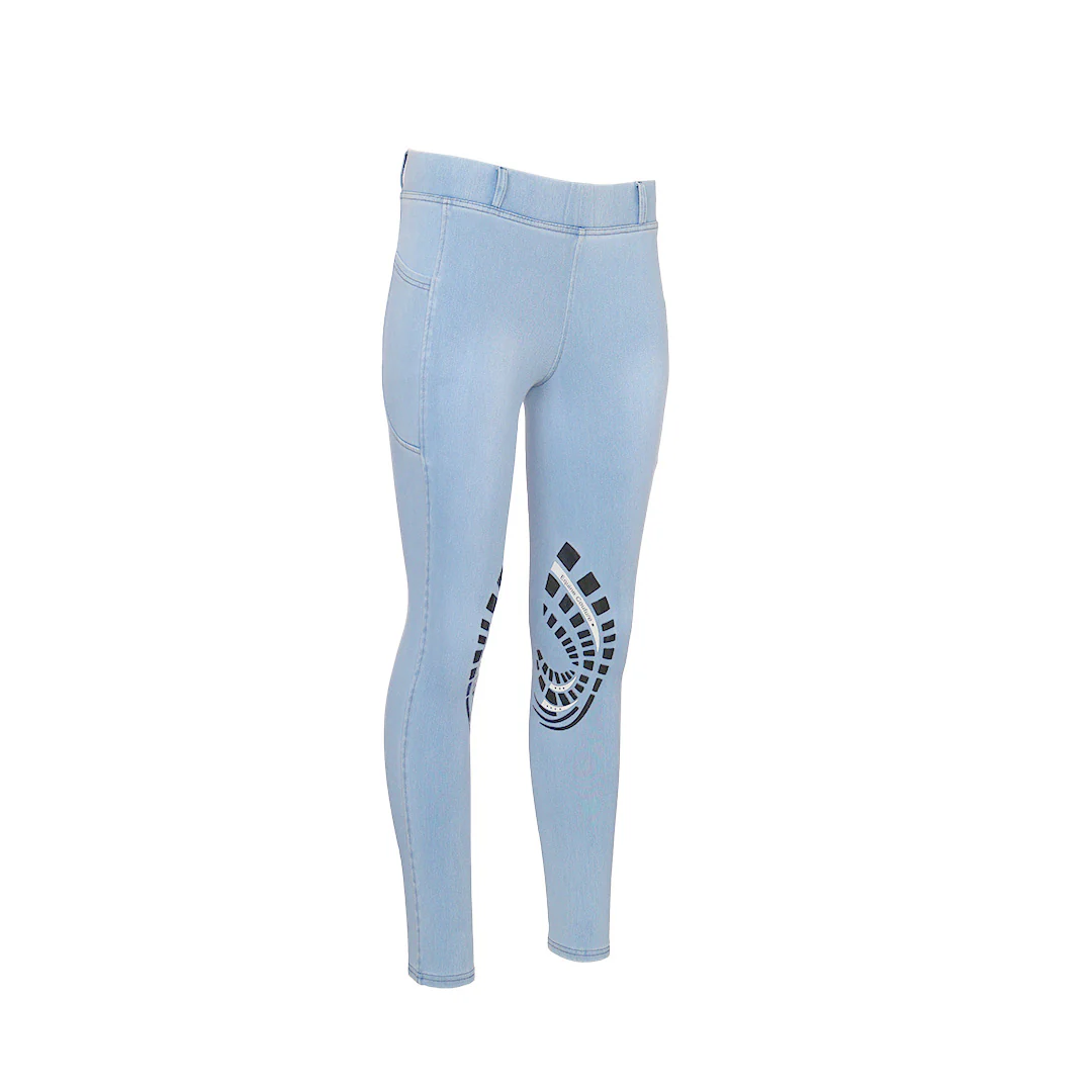 Equine Couture Ladies Denim Silicon Knee Patch Tights with Phone Pocket - Image 26