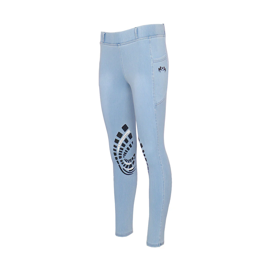 Equine Couture Ladies Denim Silicon Knee Patch Tights with Phone Pocket - Image 27