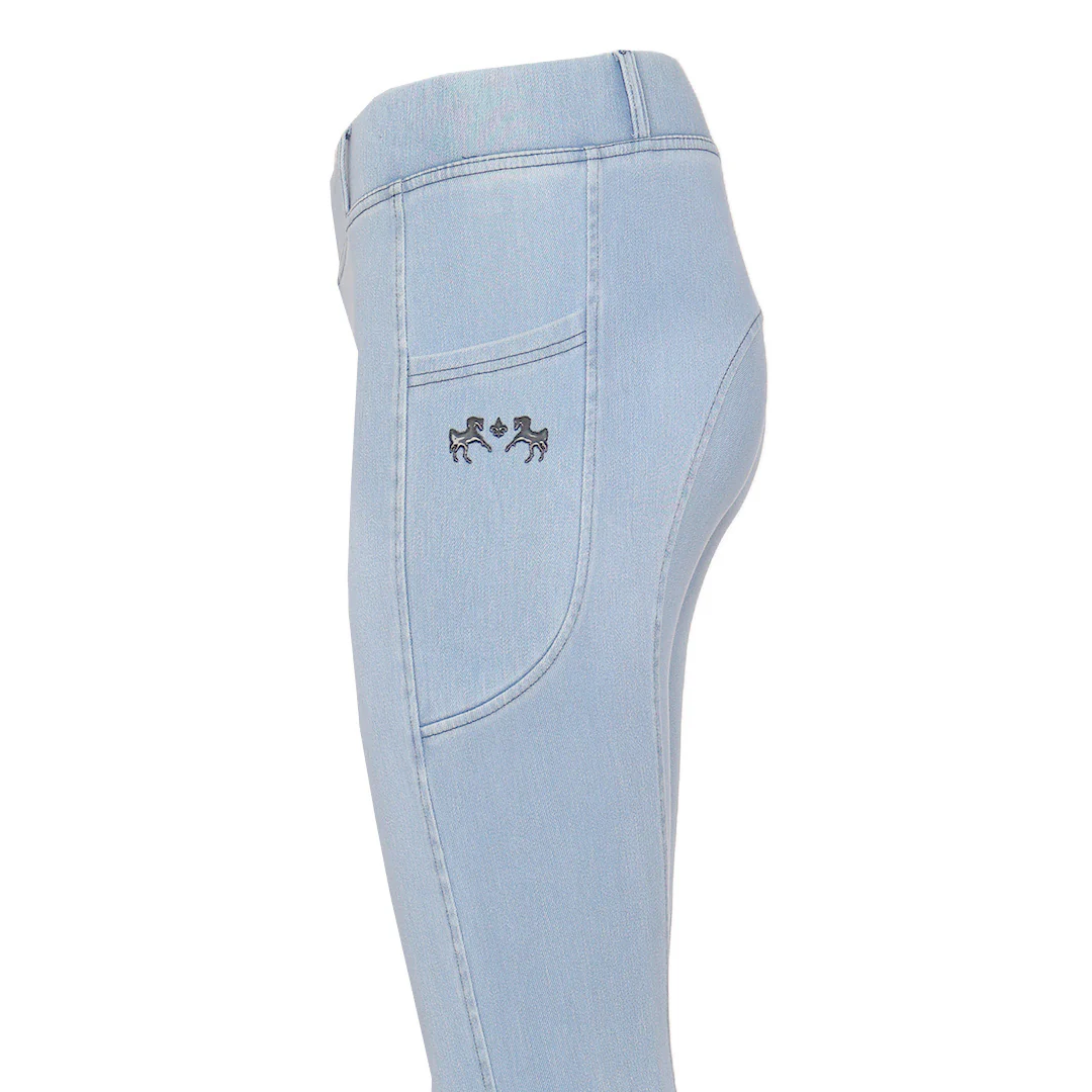 Equine Couture Ladies Denim Silicon Knee Patch Tights with Phone Pocket - Image 29