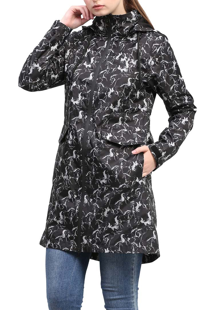 Equine Couture Ladies Linear Horse Rain Full Length Jacket - Image 10