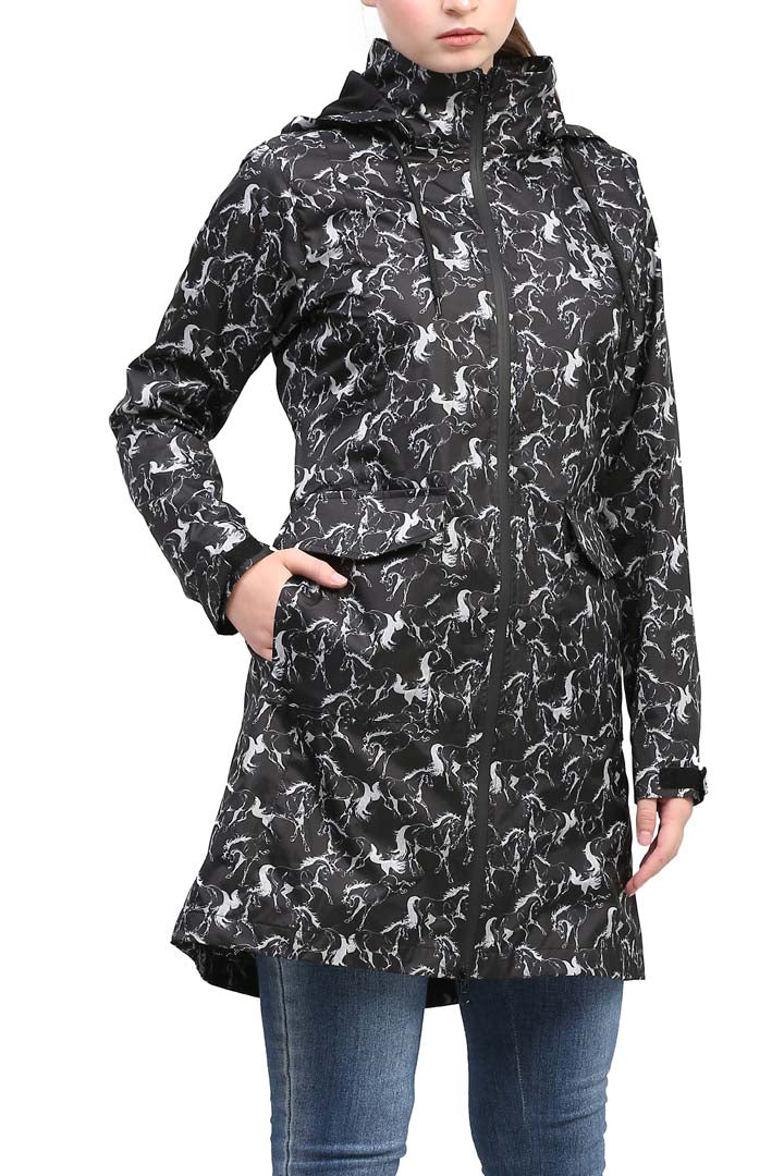 Equine Couture Ladies Linear Horse Rain Full Length Jacket - Image 11