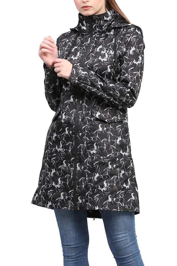 Equine Couture Ladies Linear Horse Rain Full Length Jacket - Image 4