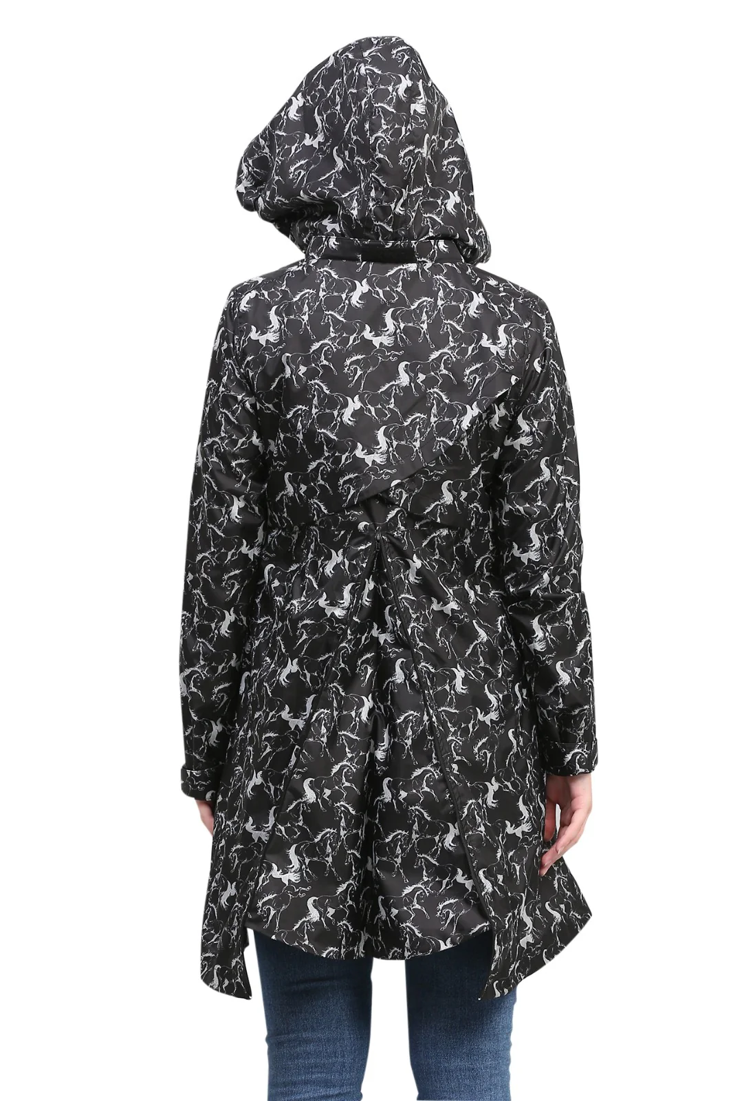 Equine Couture Ladies Linear Horse Rain Full Length Jacket - Image 6