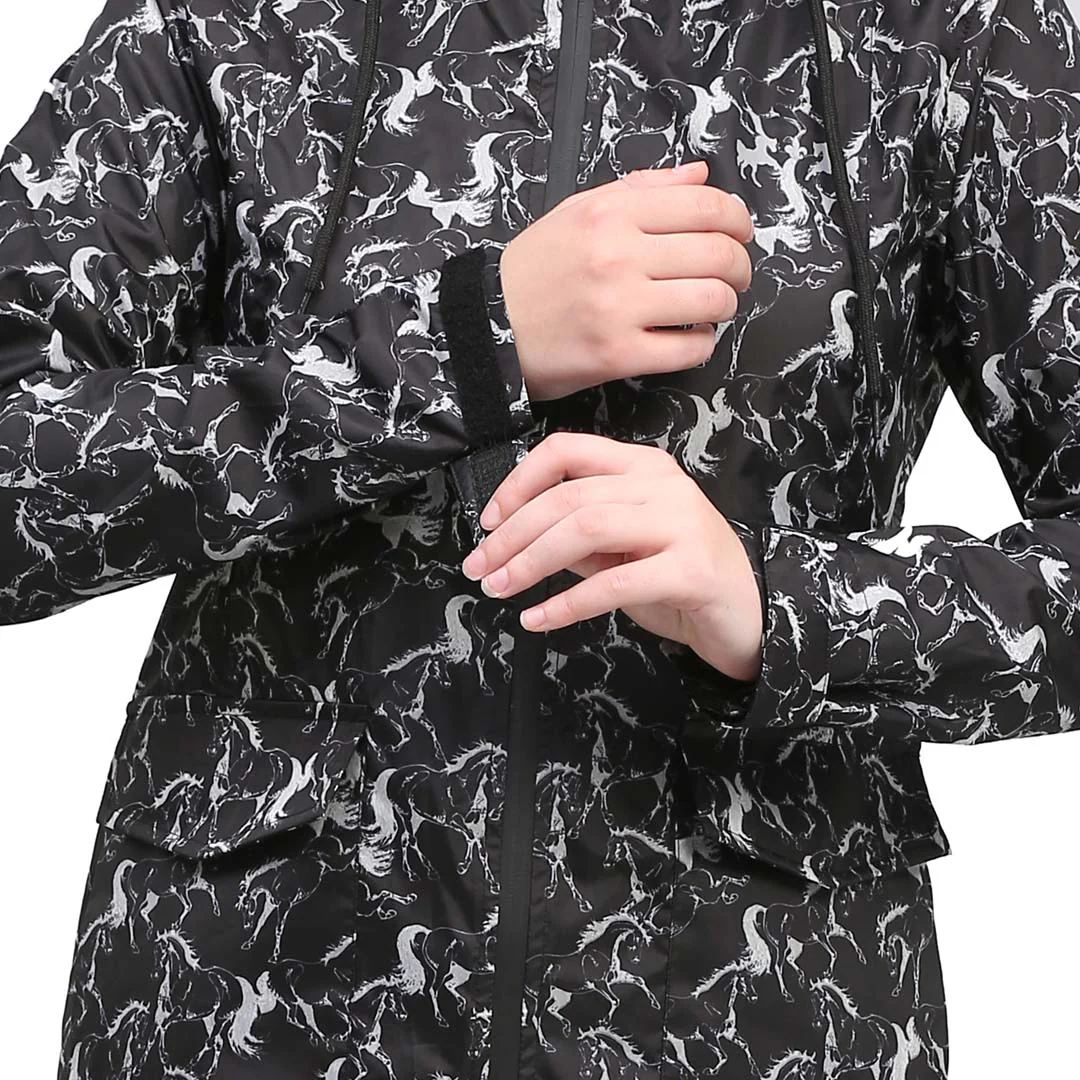 Equine Couture Ladies Linear Horse Rain Full Length Jacket - Image 7