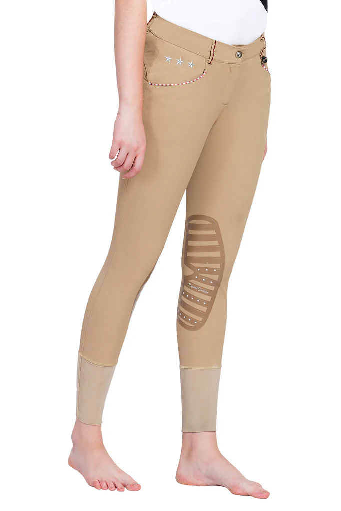 Equine Couture Ladies Stars & Stripes Silicone Knee Patch Breeches - Image 11