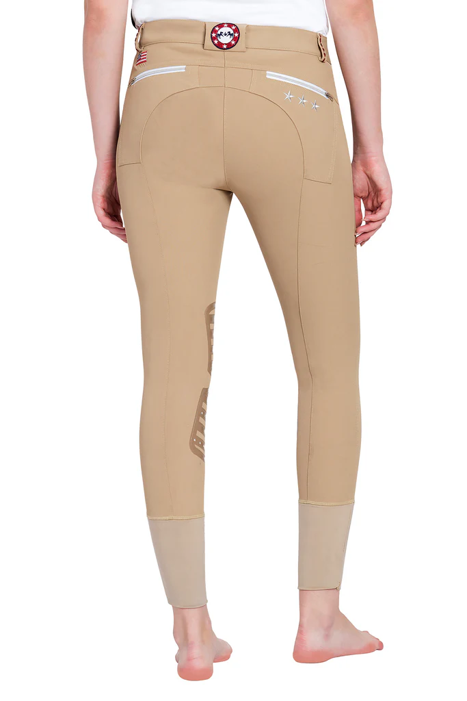 Equine Couture Ladies Stars & Stripes Silicone Knee Patch Breeches - Image 12