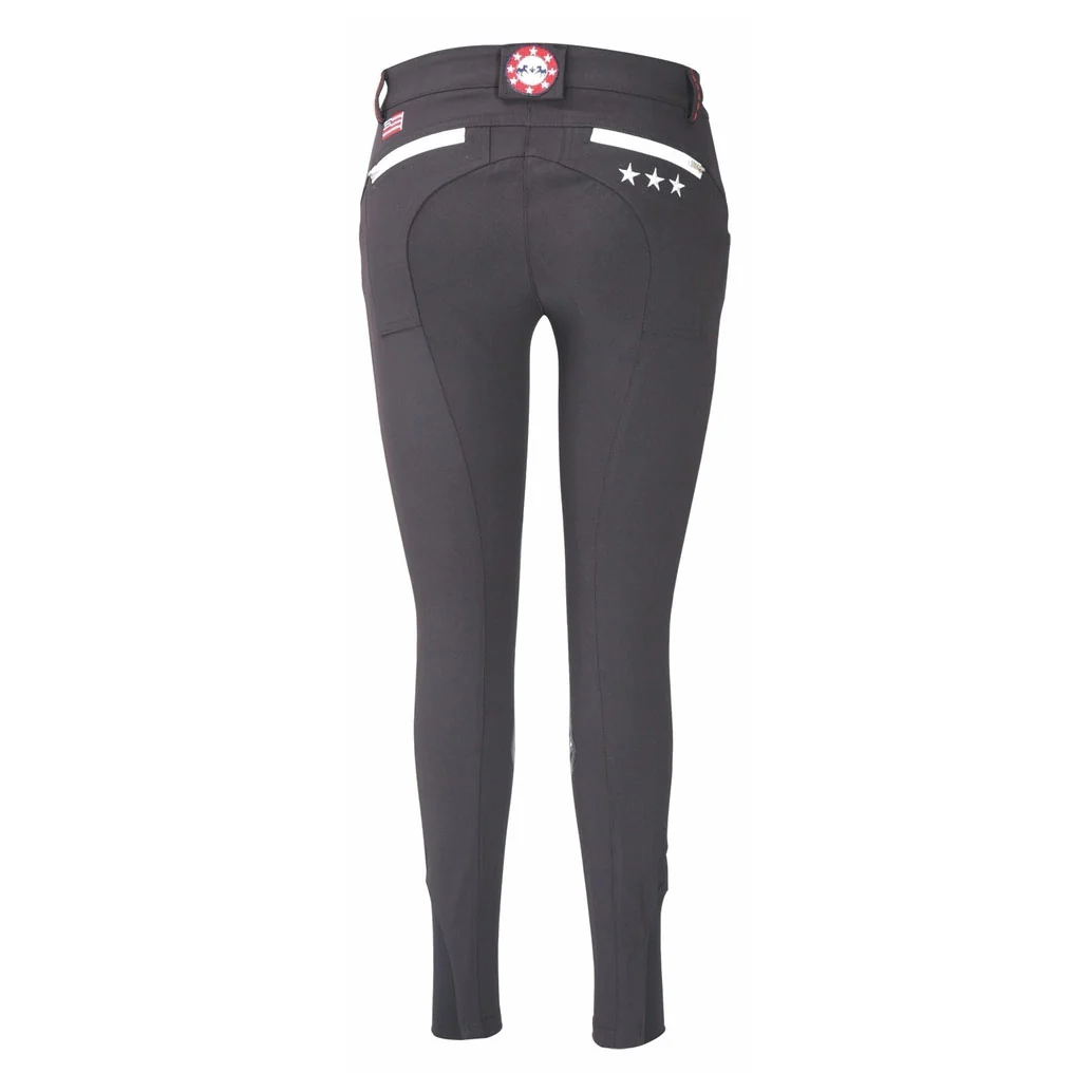 Equine Couture Ladies Stars & Stripes Silicone Knee Patch Breeches - Image 2