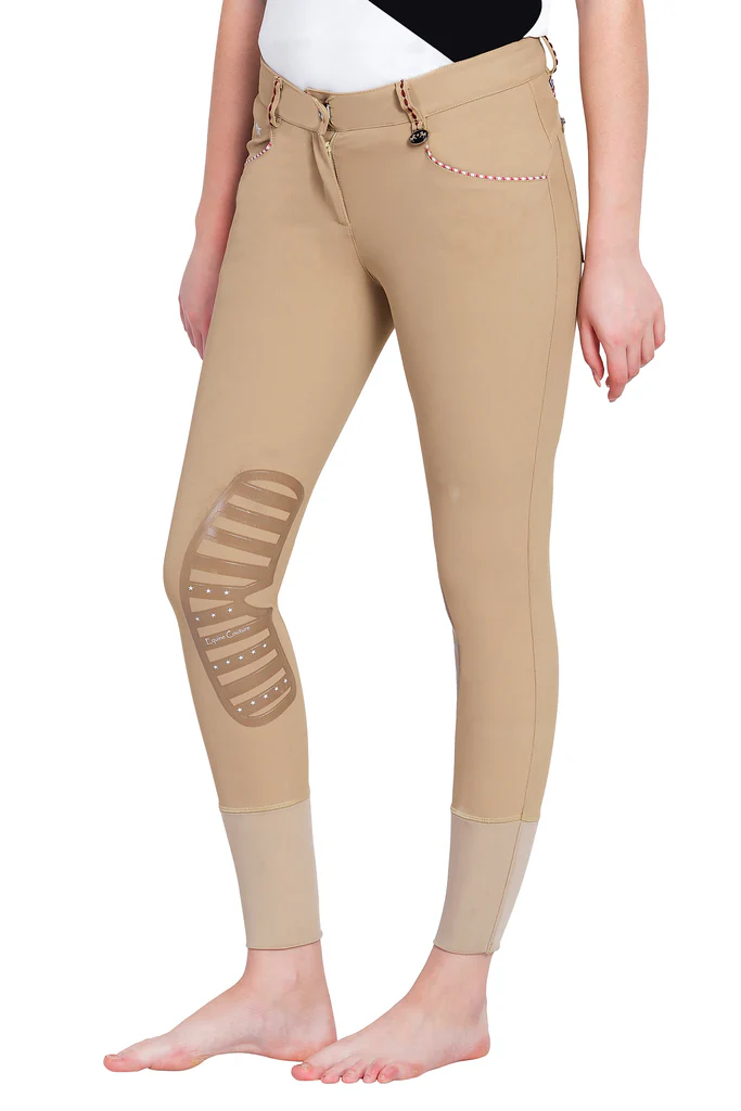 Equine Couture Ladies Stars & Stripes Silicone Knee Patch Breeches - Image 9