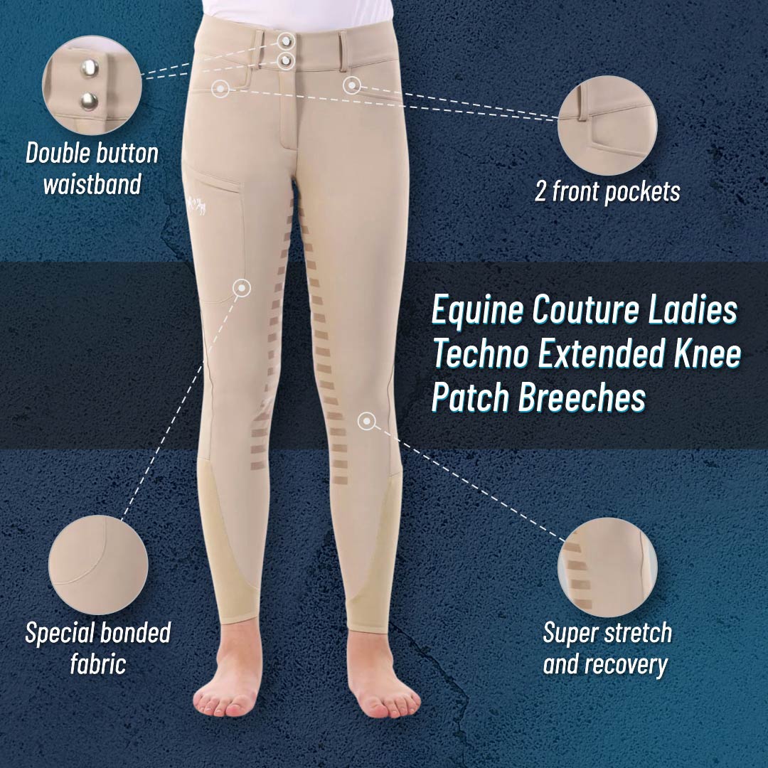 Equine Couture Ladies Techno Extended Knee Patch Breeches - Image 2