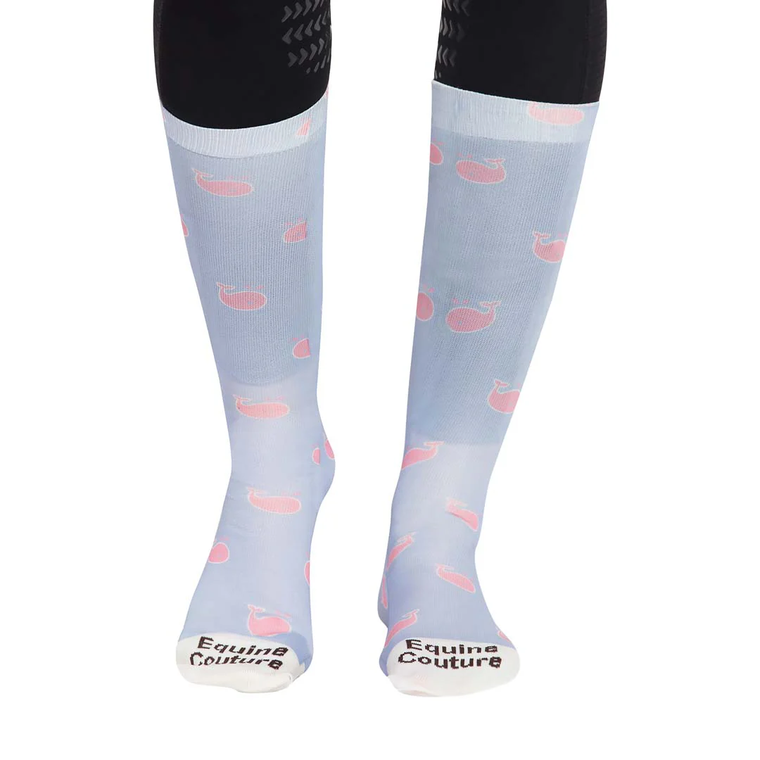 Equine Couture Ladies Whales Half Padded Knee Hi Boot Socks - Image 2