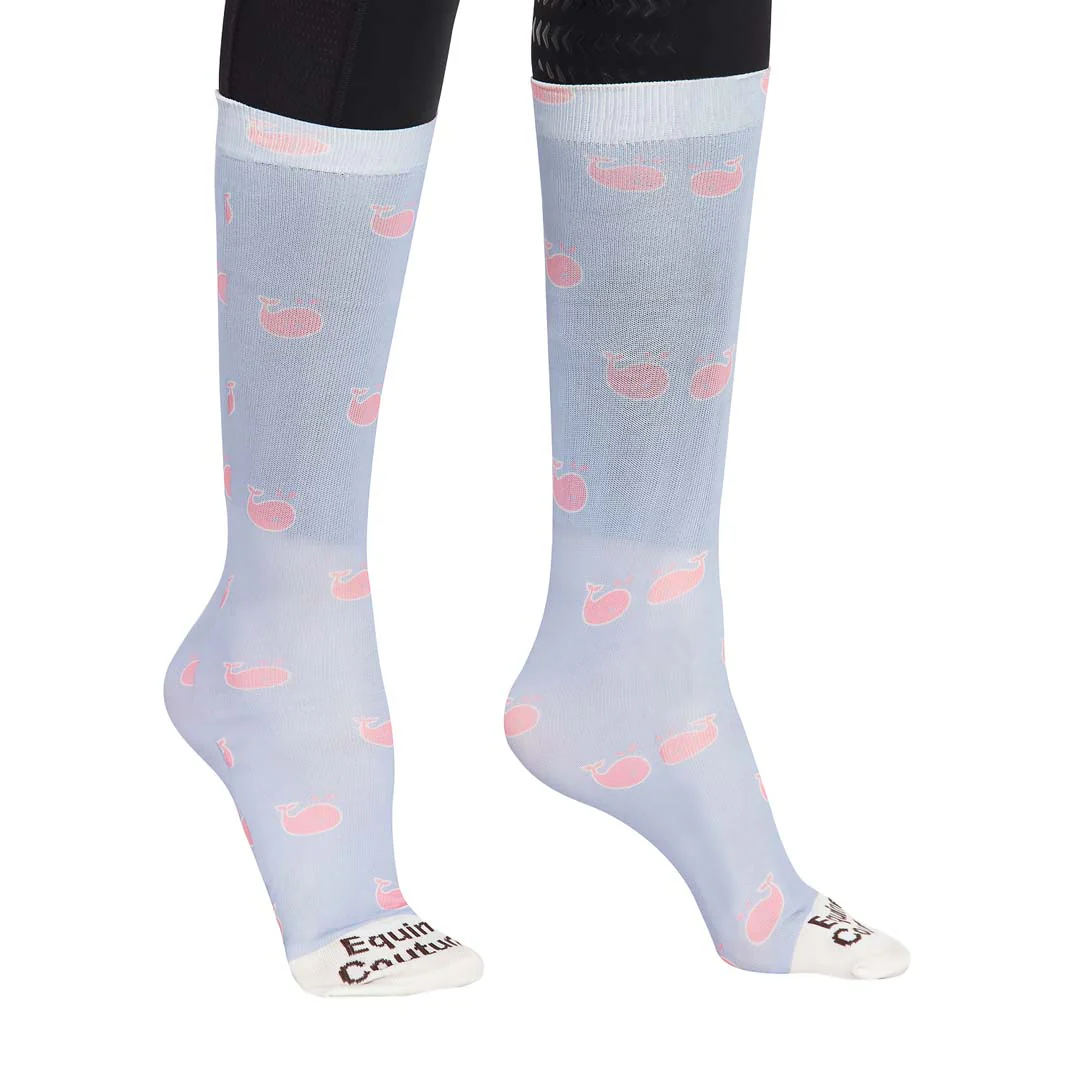 Equine Couture Ladies Whales Half Padded Knee Hi Boot Socks - Image 3