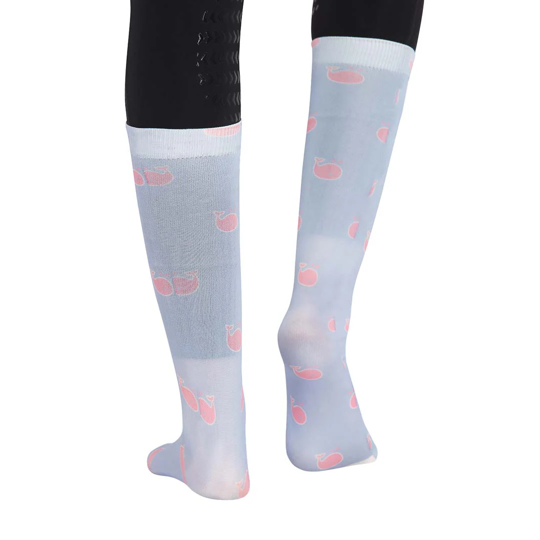 Equine Couture Ladies Whales Half Padded Knee Hi Boot Socks - Image 4