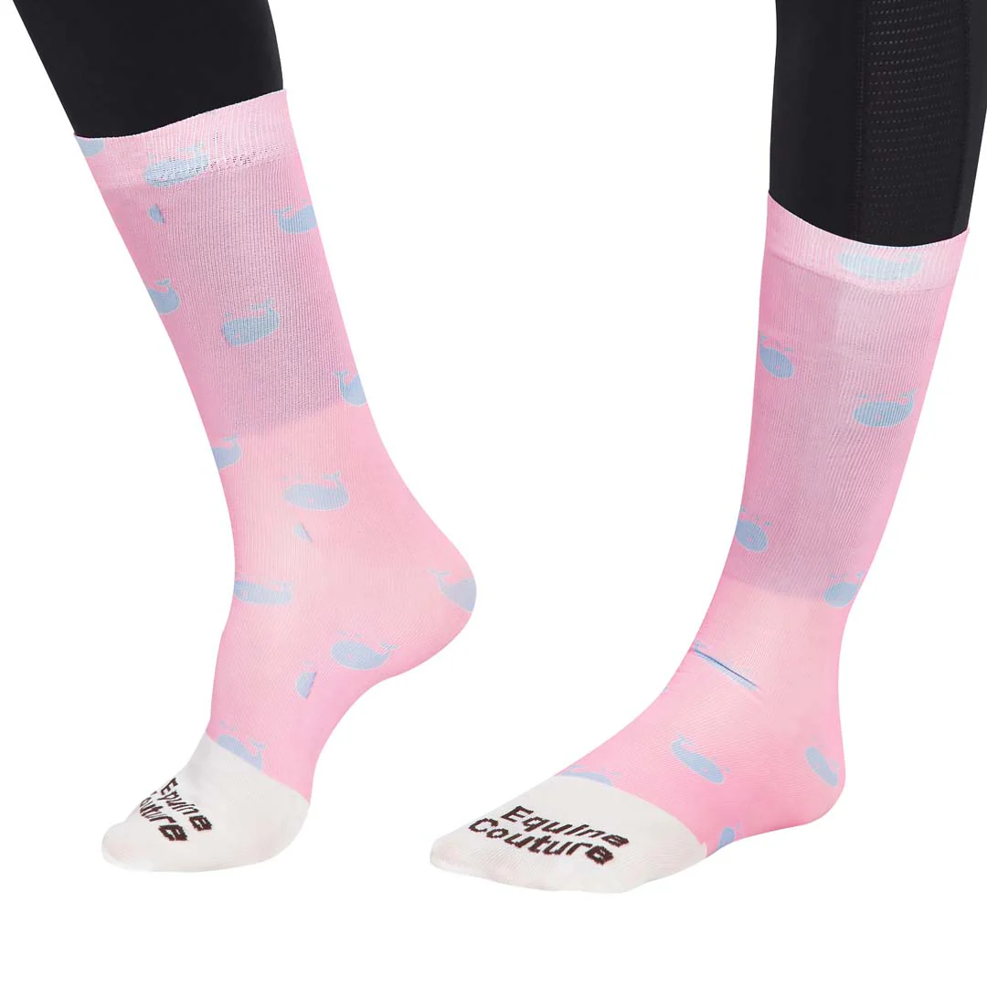 Equine Couture Ladies Whales Half Padded Knee Hi Boot Socks - Image 5