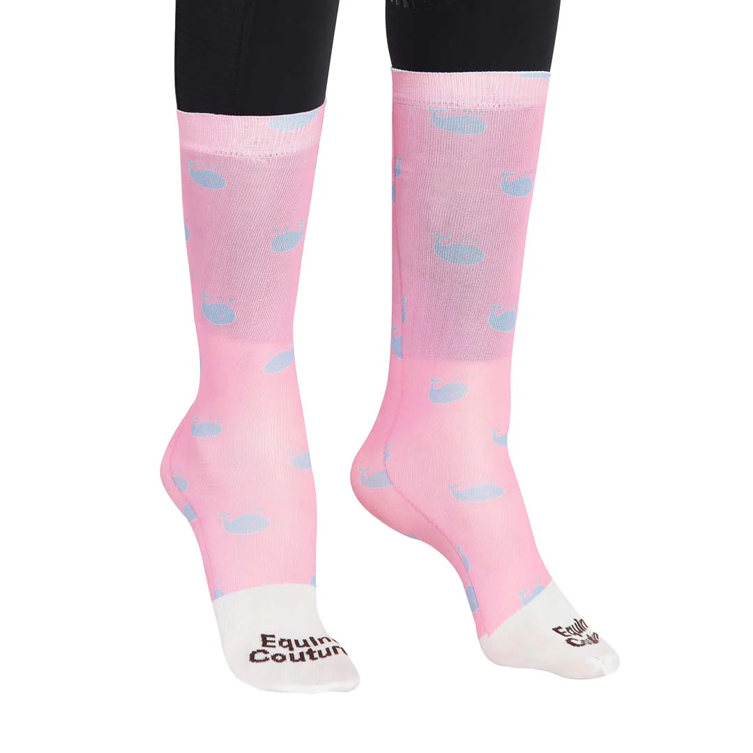 Equine Couture Ladies Whales Half Padded Knee Hi Boot Socks - Image 7