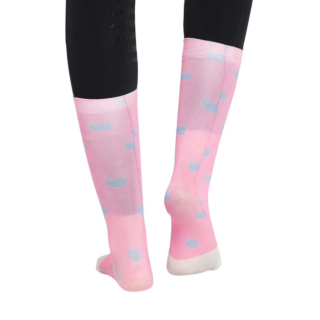 Equine Couture Ladies Whales Half Padded Knee Hi Boot Socks - Image 8