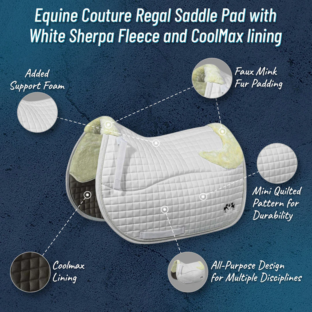 Equine Couture Regal Saddle Pad with White Sherpa Fleece and CoolMax lining - Image 2