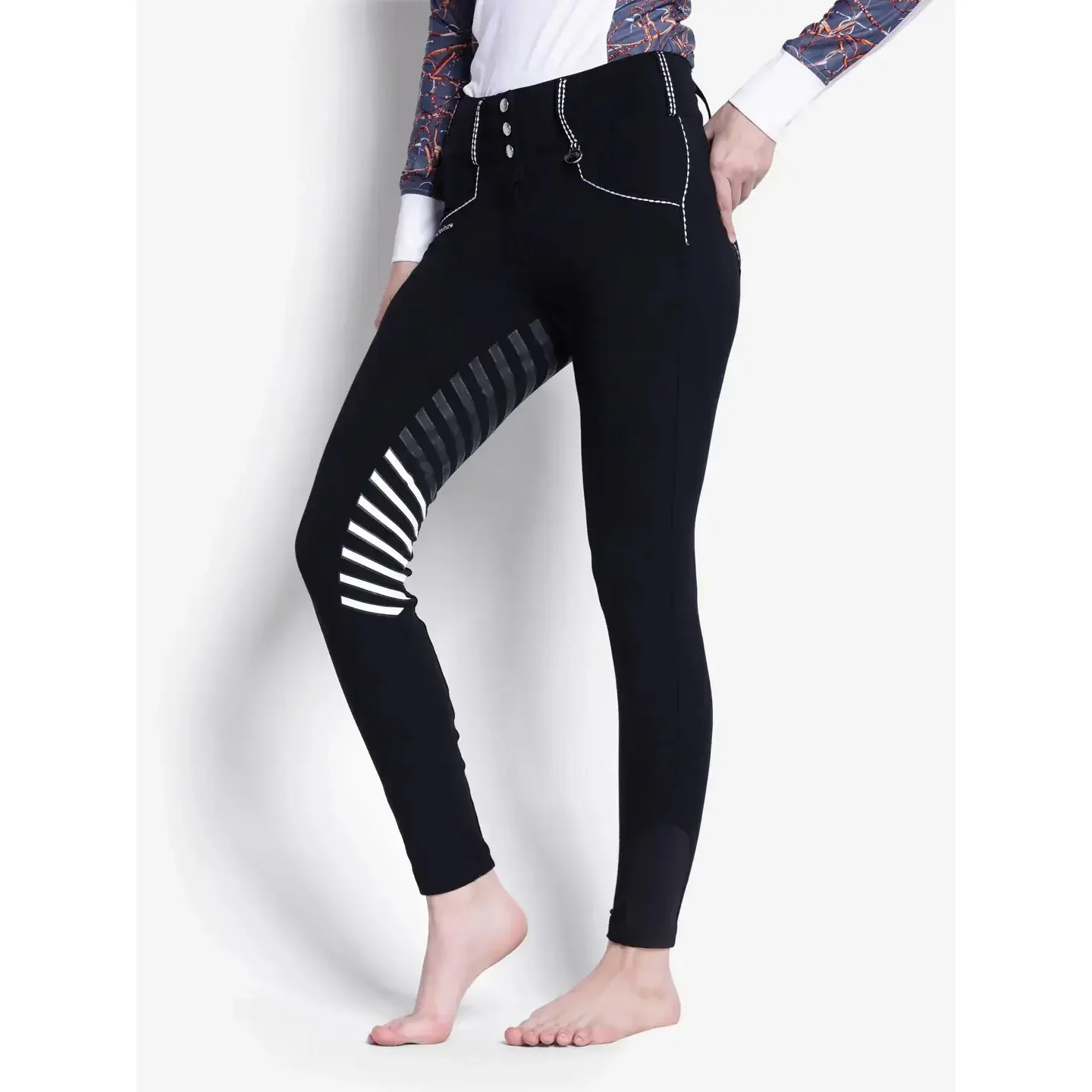 Equine Couture Saddle Stitch Extended Knee Patch Ladies Breeches - Image 10