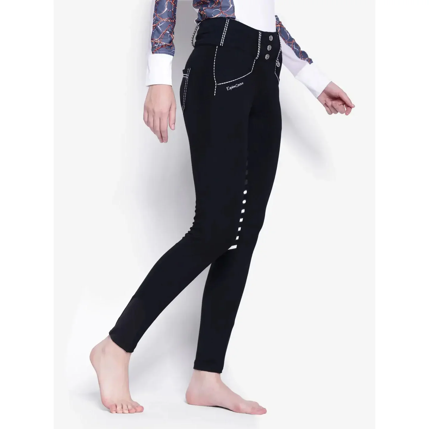 Equine Couture Saddle Stitch Extended Knee Patch Ladies Breeches - Image 11