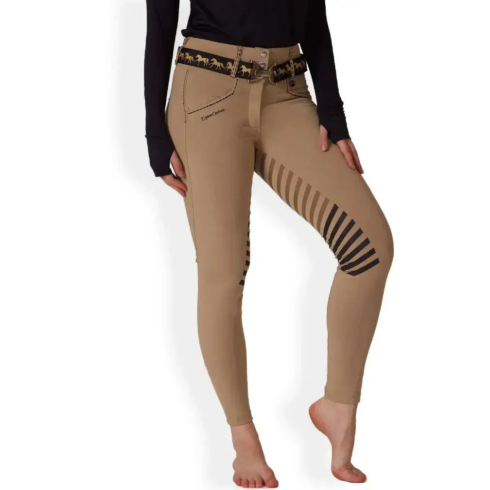 Equine Couture Saddle Stitch Extended Knee Patch Ladies Breeches - Image 3