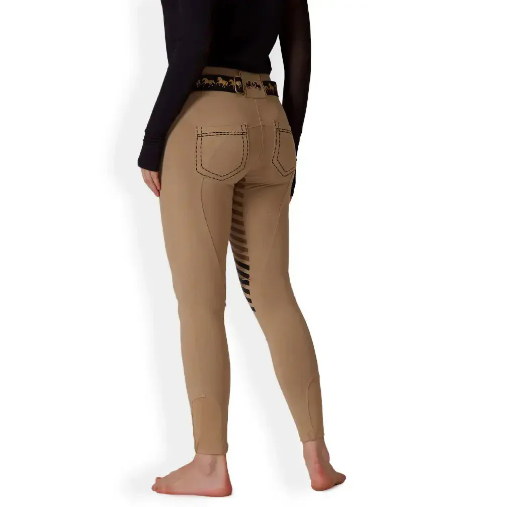Equine Couture Saddle Stitch Extended Knee Patch Ladies Breeches - Image 4