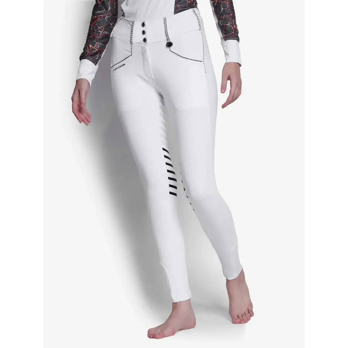 Equine Couture Saddle Stitch Extended Knee Patch Ladies Breeches - Image 5