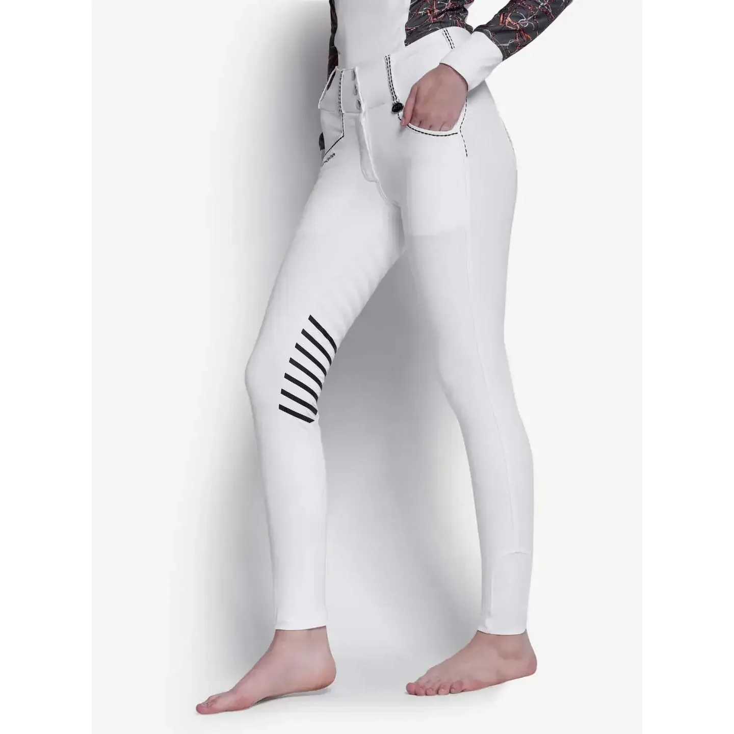 Equine Couture Saddle Stitch Extended Knee Patch Ladies Breeches - Image 6