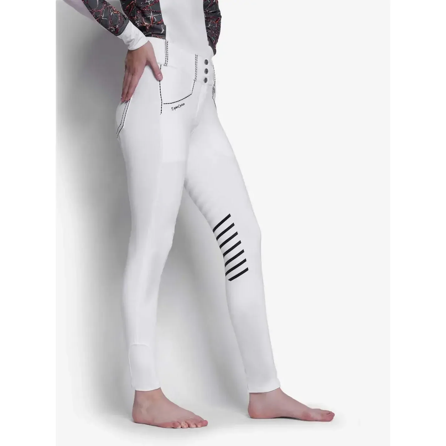 Equine Couture Saddle Stitch Extended Knee Patch Ladies Breeches - Image 7