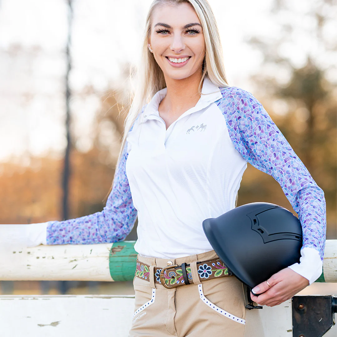 Equine Couture Women Smyrna Printed Long Sleeve Show Shirt - Image 4