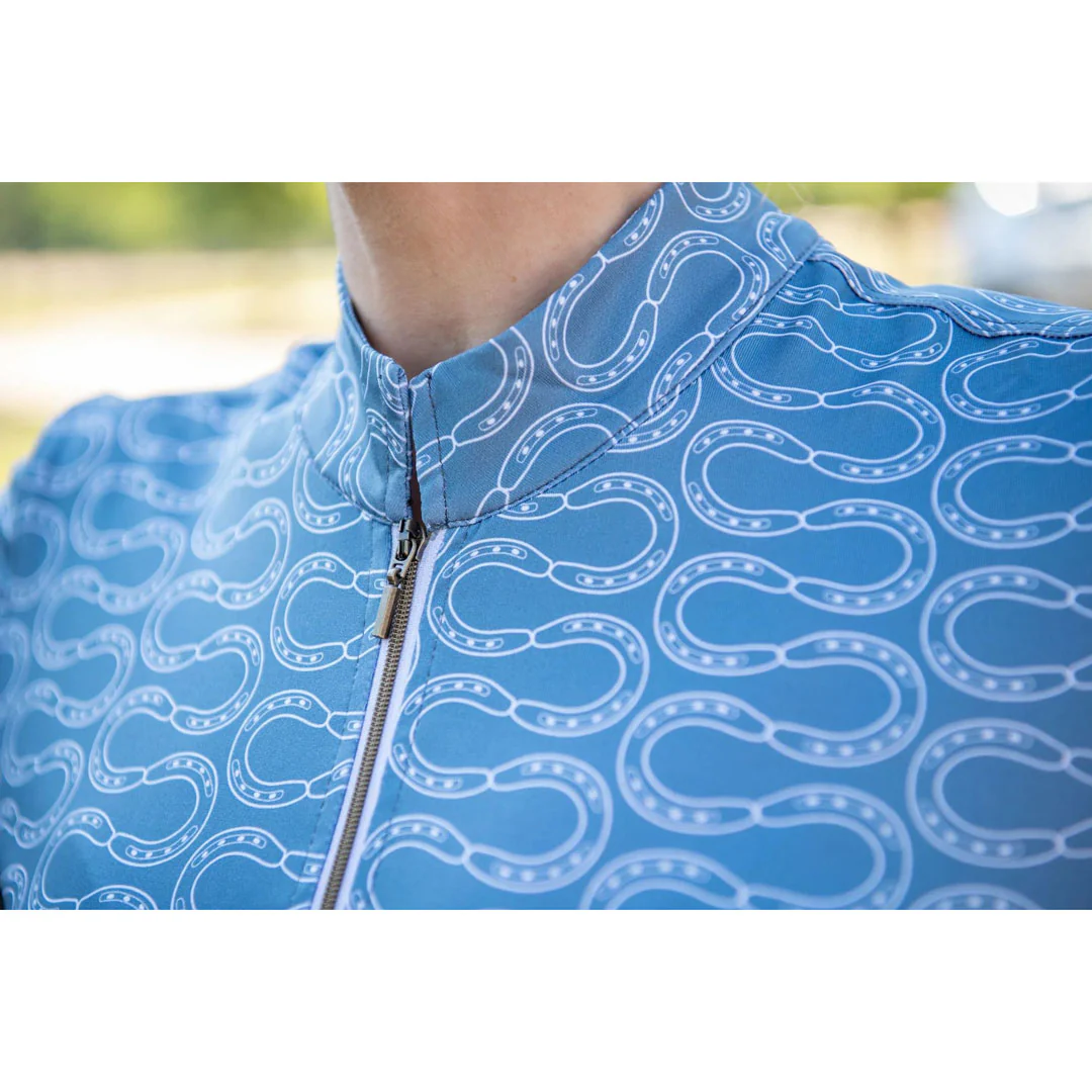 FITS Ayra Long Sleeve Tech Shirt- Blue Fin Horseshoe - Image 2