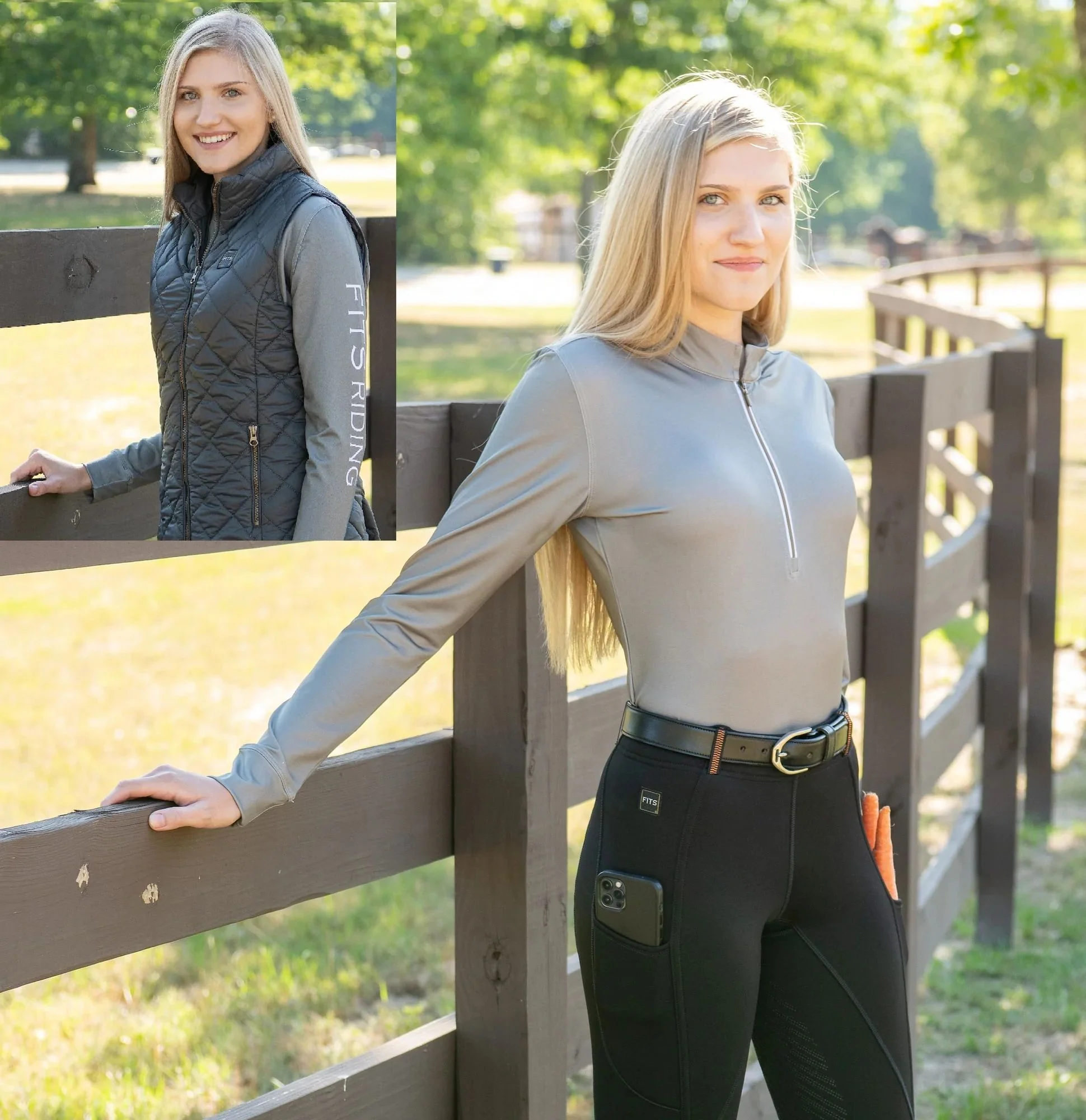 FITS Ayra Long Sleeve Tech Shirt- Blue Fin Horseshoe - Image 3