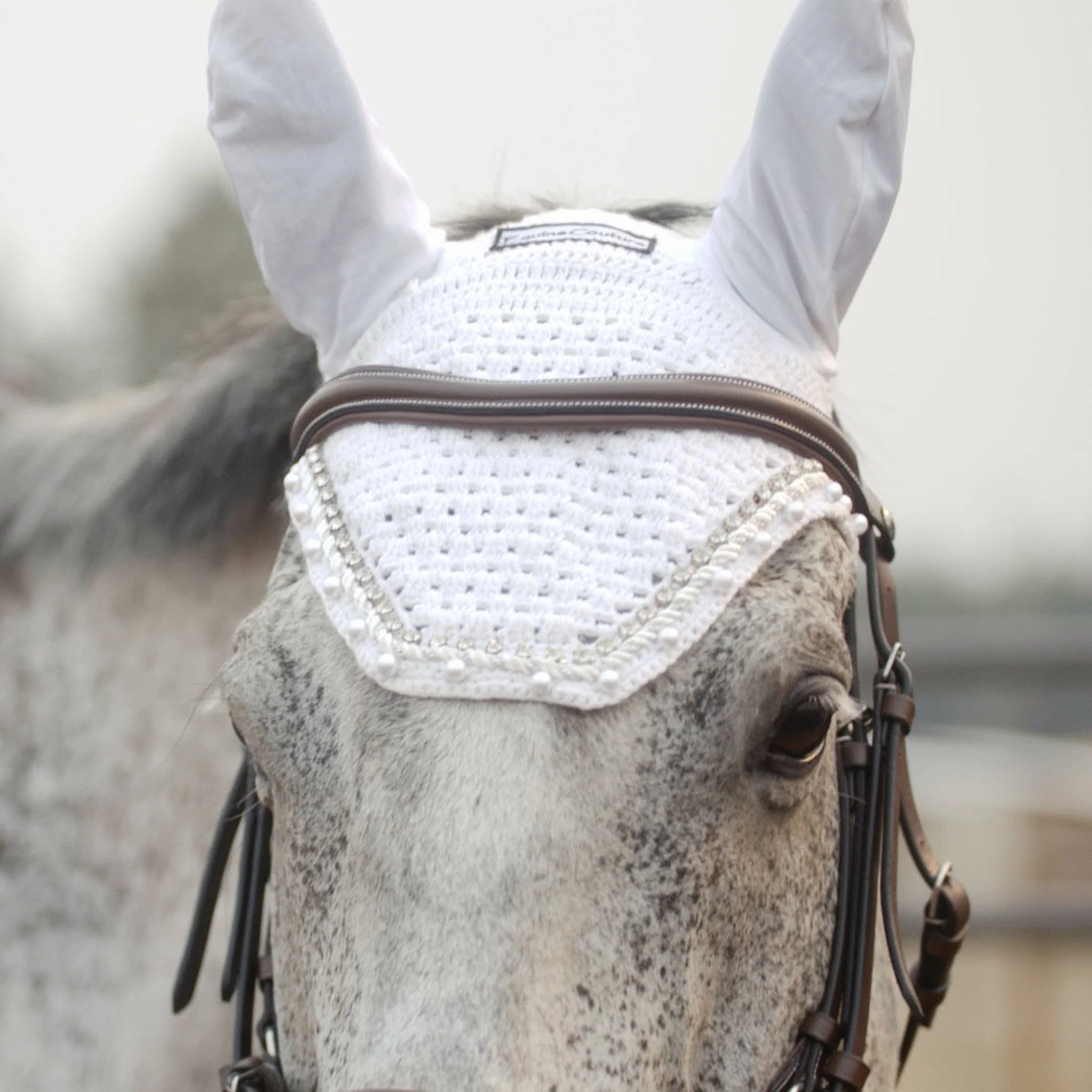 Equine Couture Fly Bonnet with Pearls and Crystals - Image 9