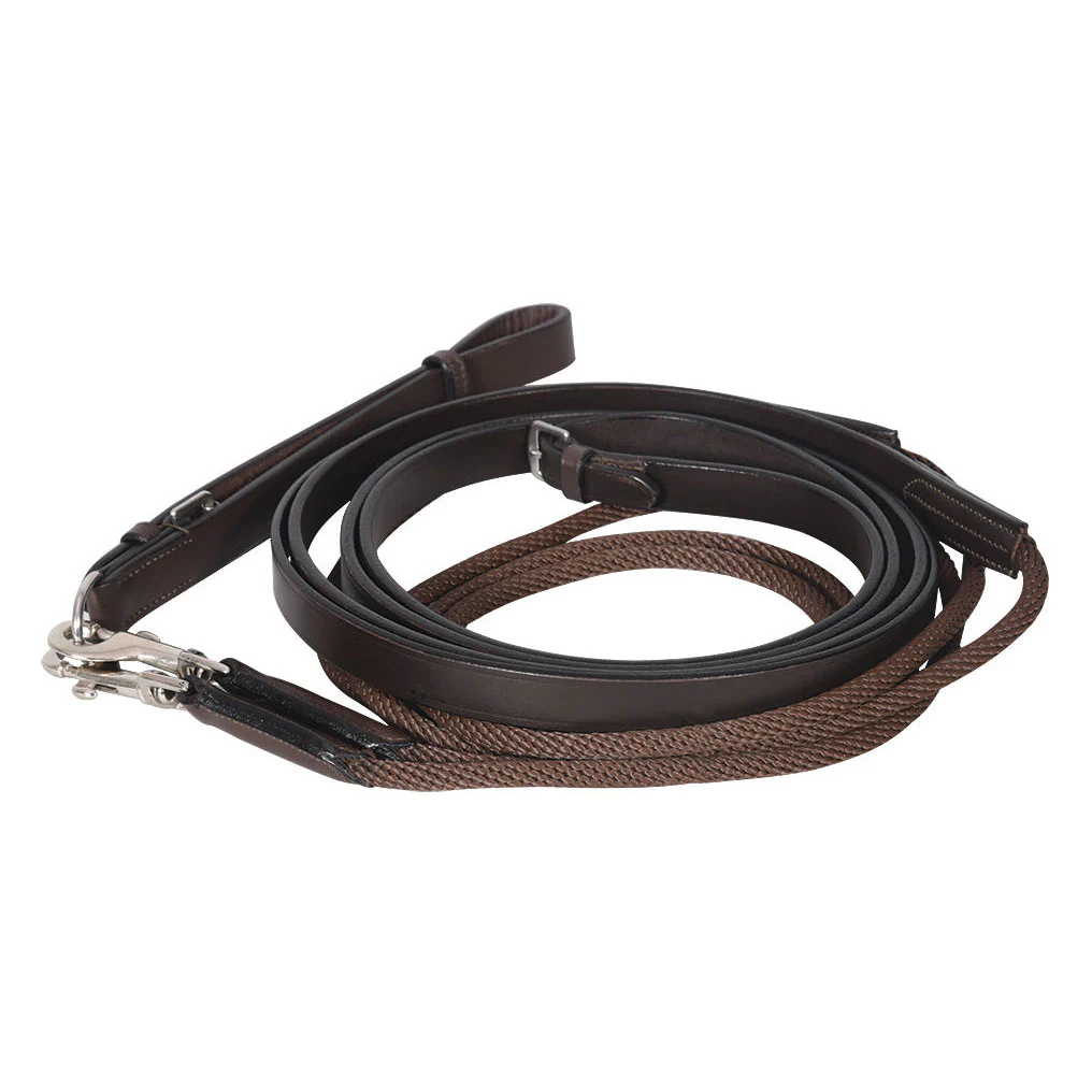 Henri de Rivel Advantage Draw Reins - Rounded Nylon / Leather Snap - Image 2