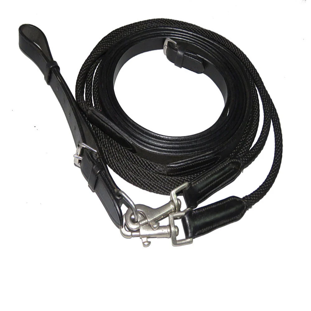 Henri de Rivel Advantage Draw Reins - Rounded Nylon / Leather Snap - Image 3