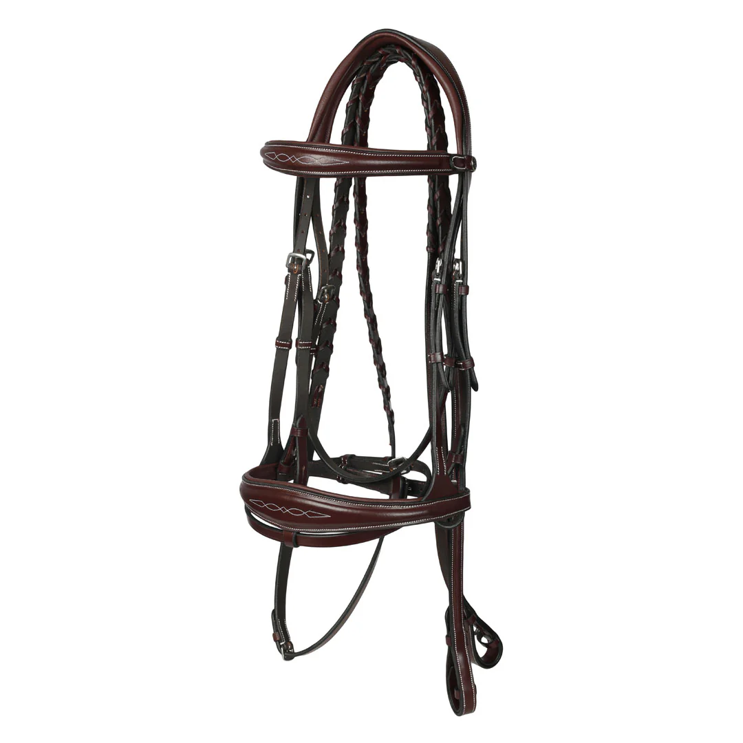 Henri de rivel Jamaika Pro Anatomical Fancy Raised Wide Flash Noseband Bridle with Raised laced reins - Image 3