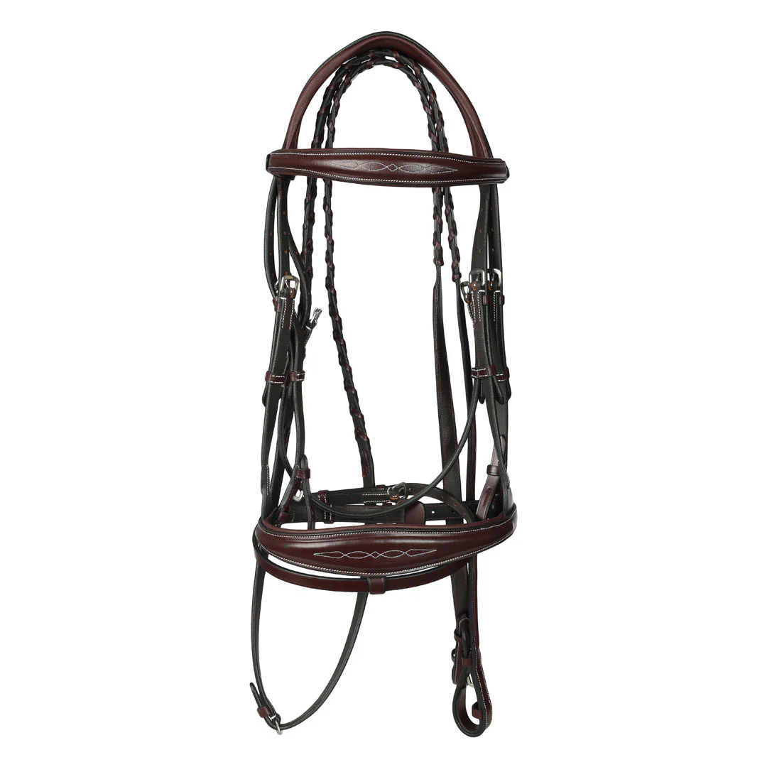 Henri de rivel Jamaika Pro Anatomical Fancy Raised Wide Flash Noseband Bridle with Raised laced reins - Image 4