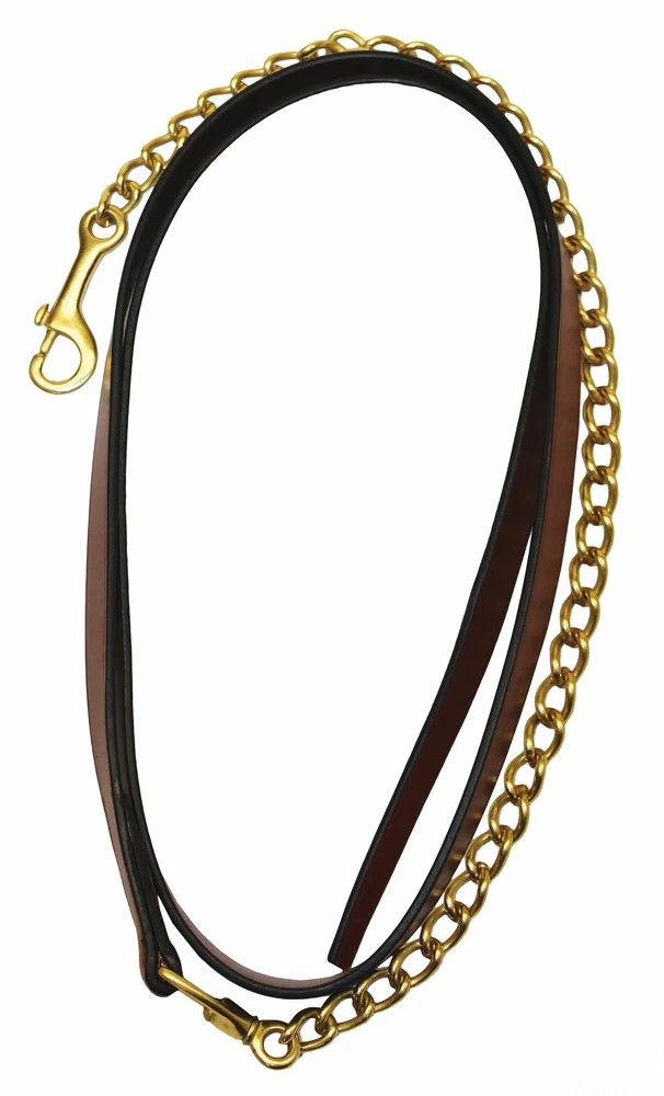 Henri de Rivel Pro Collection Leather Lead with 24" Solid Brass Chain - Image 3