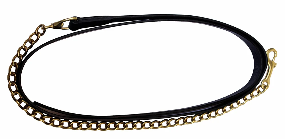 Henri de Rivel Pro Collection Leather Lead with 24" Solid Brass Chain - Image 4
