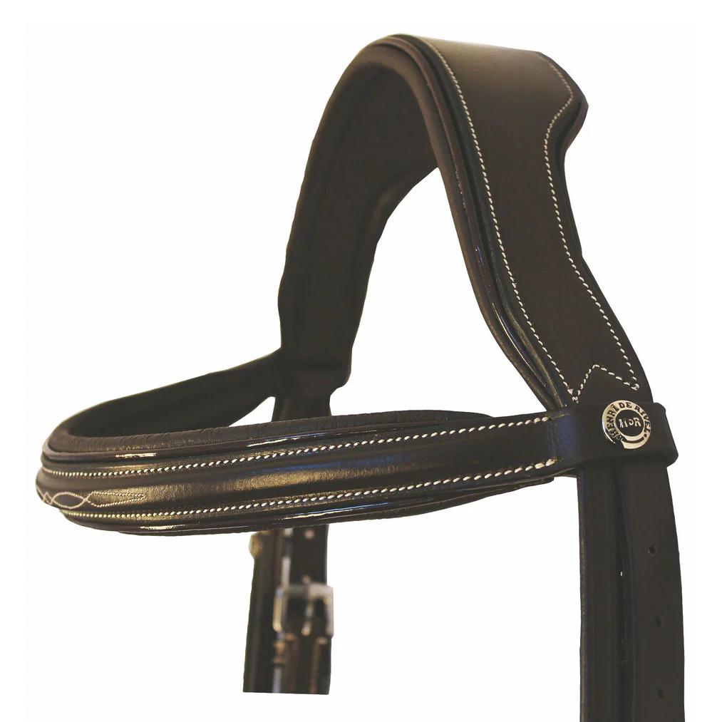 Henri de Rivel Pro Mono Crown Fancy Bridle with Patent Leather Piping and Laced Reins - Image 3
