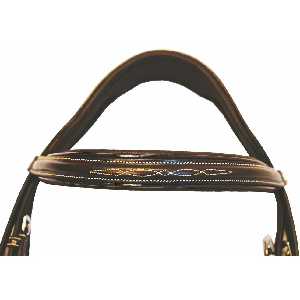 Henri de Rivel Pro Mono Crown Fancy Bridle with Patent Leather Piping and Laced Reins - Image 4