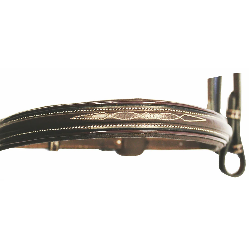 Henri de Rivel Pro Mono Crown Fancy Bridle with Patent Leather Piping and Laced Reins - Image 5