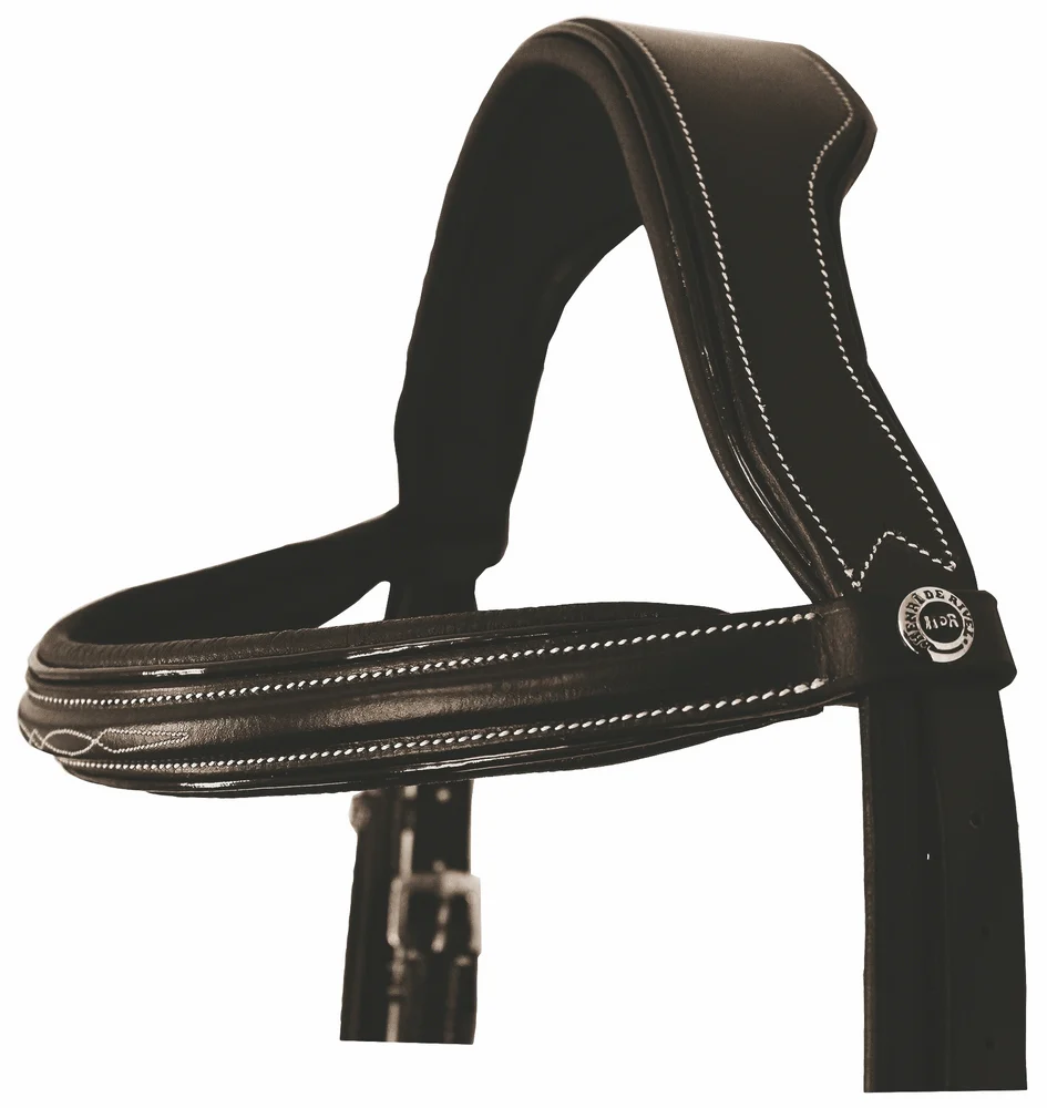 Henri de Rivel Pro Mono Crown Fancy Bridle with Patent Leather Piping and Laced Reins - Image 8