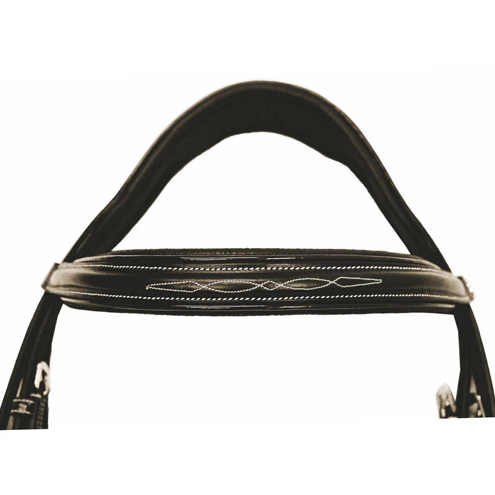 Henri de Rivel Pro Mono Crown Fancy Bridle with Patent Leather Piping and Laced Reins - Image 9