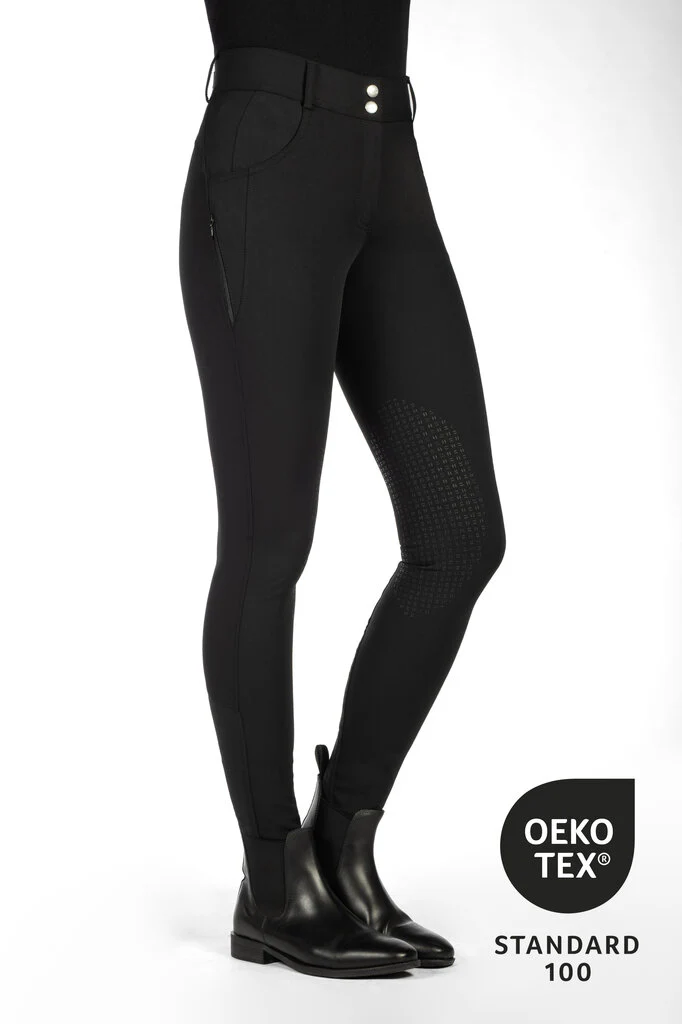 HKM Ari Mid Rise- Sil. Knee Patch Ladies Riding Breeches - Image 4