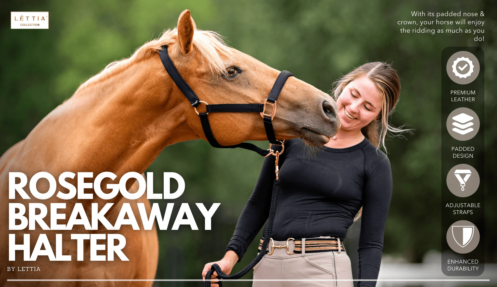 Lettia Rosegold Padded Leather Breakaway Halter - Image 4