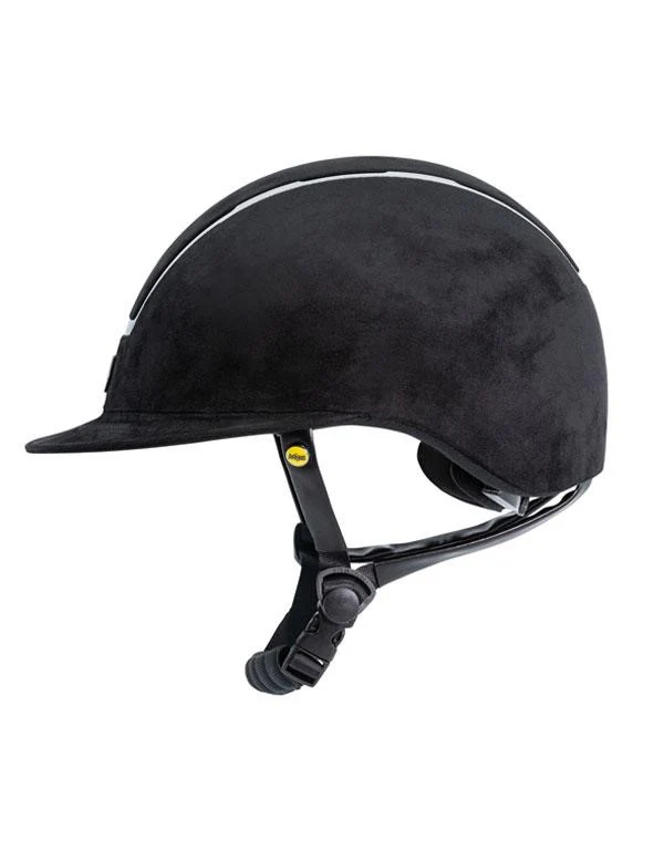 Tipperary Windsor with MIPS Wide Brim - Black UltraSuede Shell w/ Chrome Trim and Black UltraSuede Top - Image 3