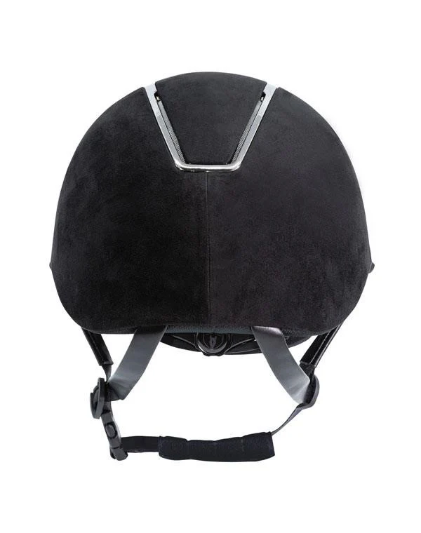 Tipperary Windsor with MIPS Wide Brim - Black UltraSuede Shell w/ Chrome Trim and Black UltraSuede Top - Image 4