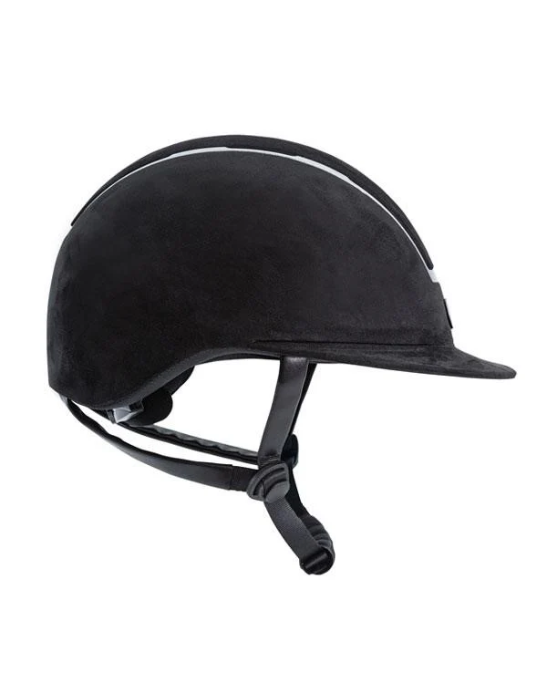 Tipperary Windsor with MIPS Wide Brim - Black UltraSuede Shell w/ Chrome Trim and Black UltraSuede Top - Image 5