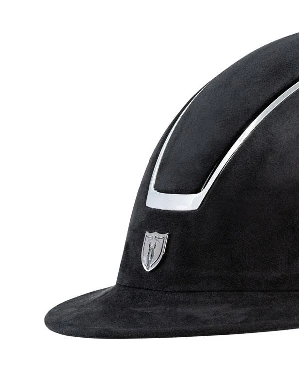 Tipperary Windsor with MIPS Wide Brim - Black UltraSuede Shell w/ Chrome Trim and Black UltraSuede Top - Image 8