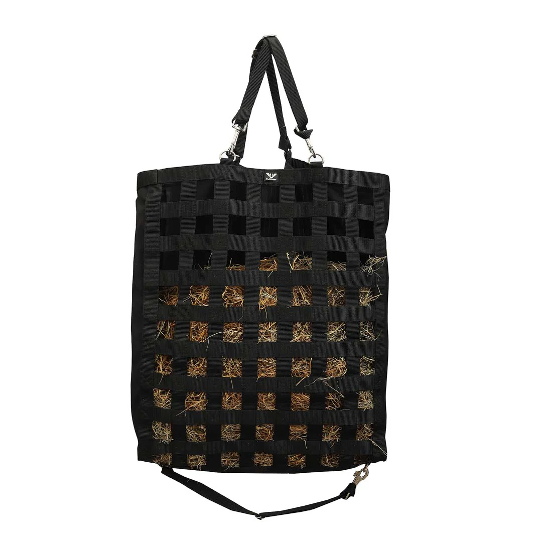 TuffRider 1 3/4" Supreme Nylon Web Front Slow Feeder Horse Hay Bag with Ripstop Fabric Back and webbing Bottom - Image 4